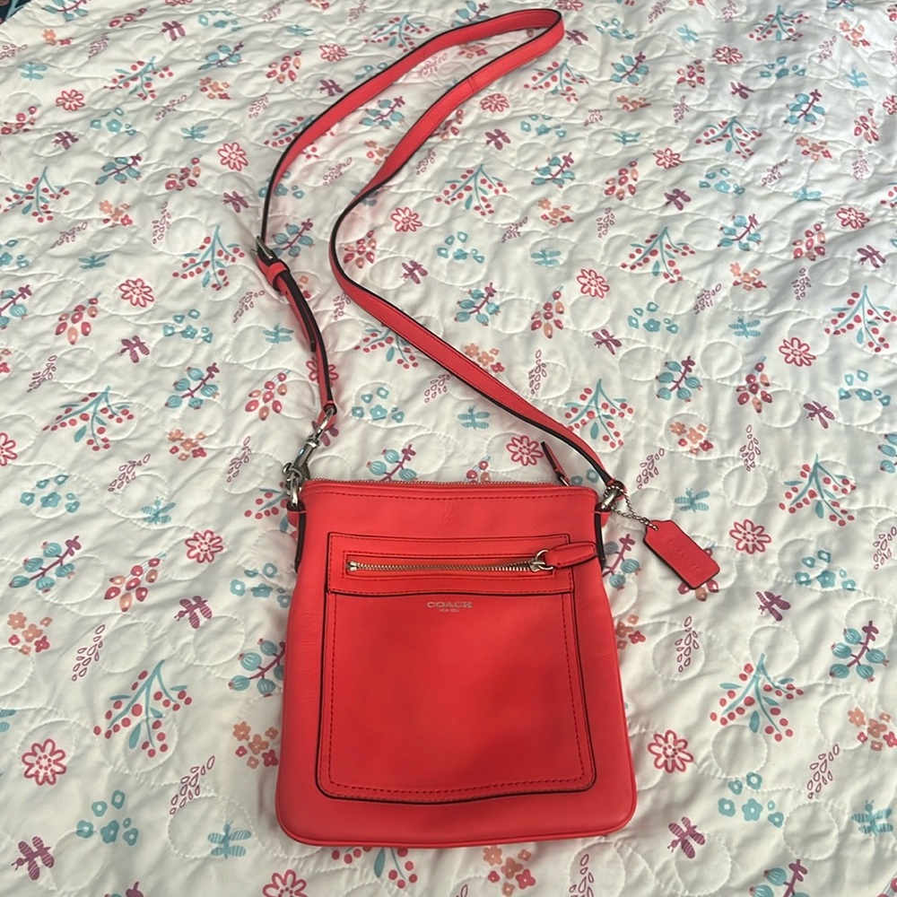 Coach Coral Pink Crossbody Handbag Purse Designer Summer